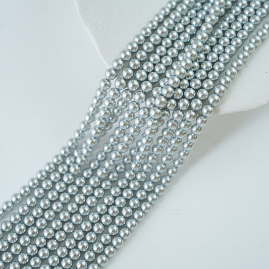 Crystal pearl,10mm rund/40cm, Hel Streng - Dove Grey