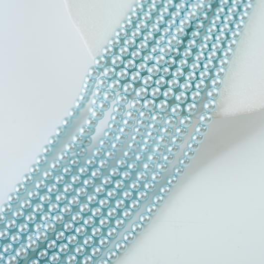 Crystal pearl,10mm rund/40cm, Hel Streng - Light Blue