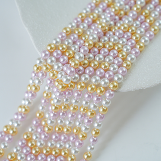 Crystal pearl,6mm rund/40cm, Hel Streng - MIX1