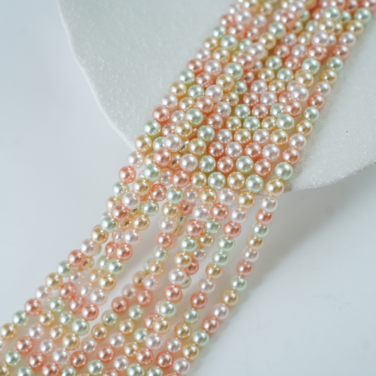 Crystal pearl,6mm rund/40cm, Hel Streng - MIX3