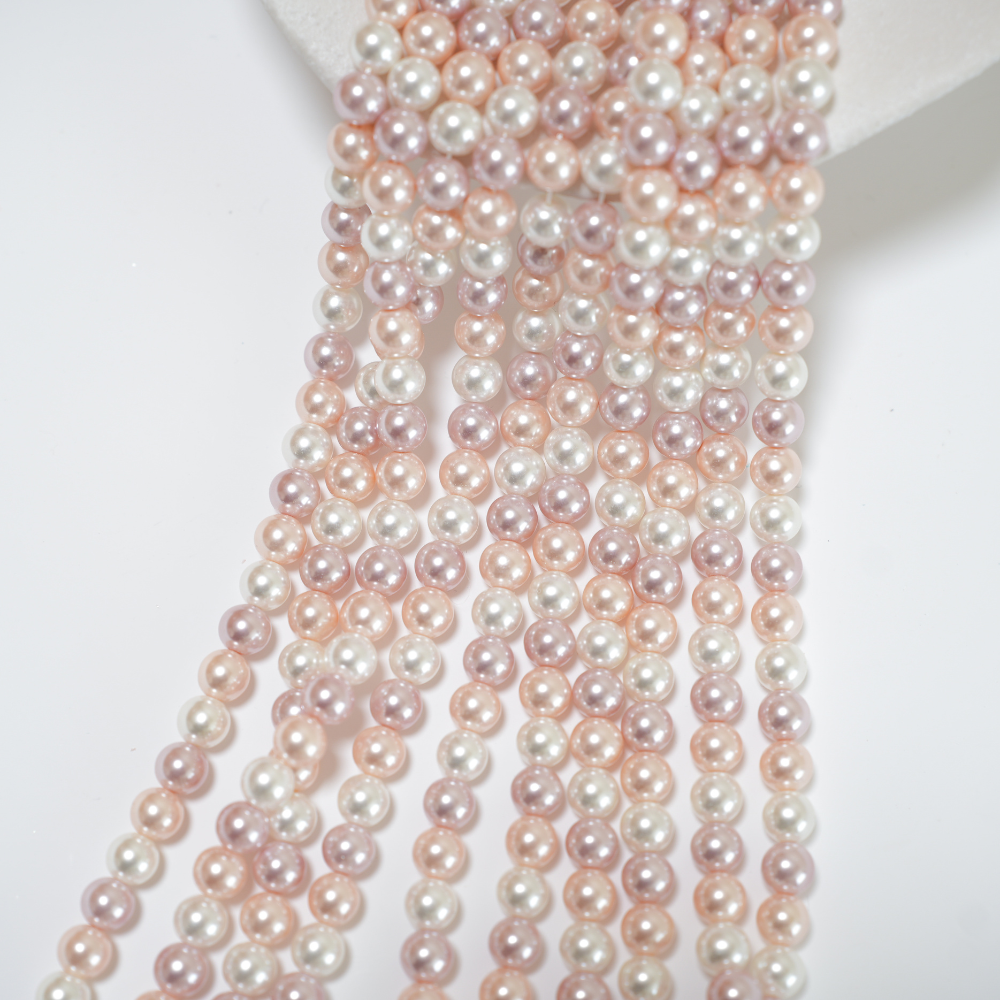 Crystal pearl,6mm rund/40cm, Hel Streng - MIX5