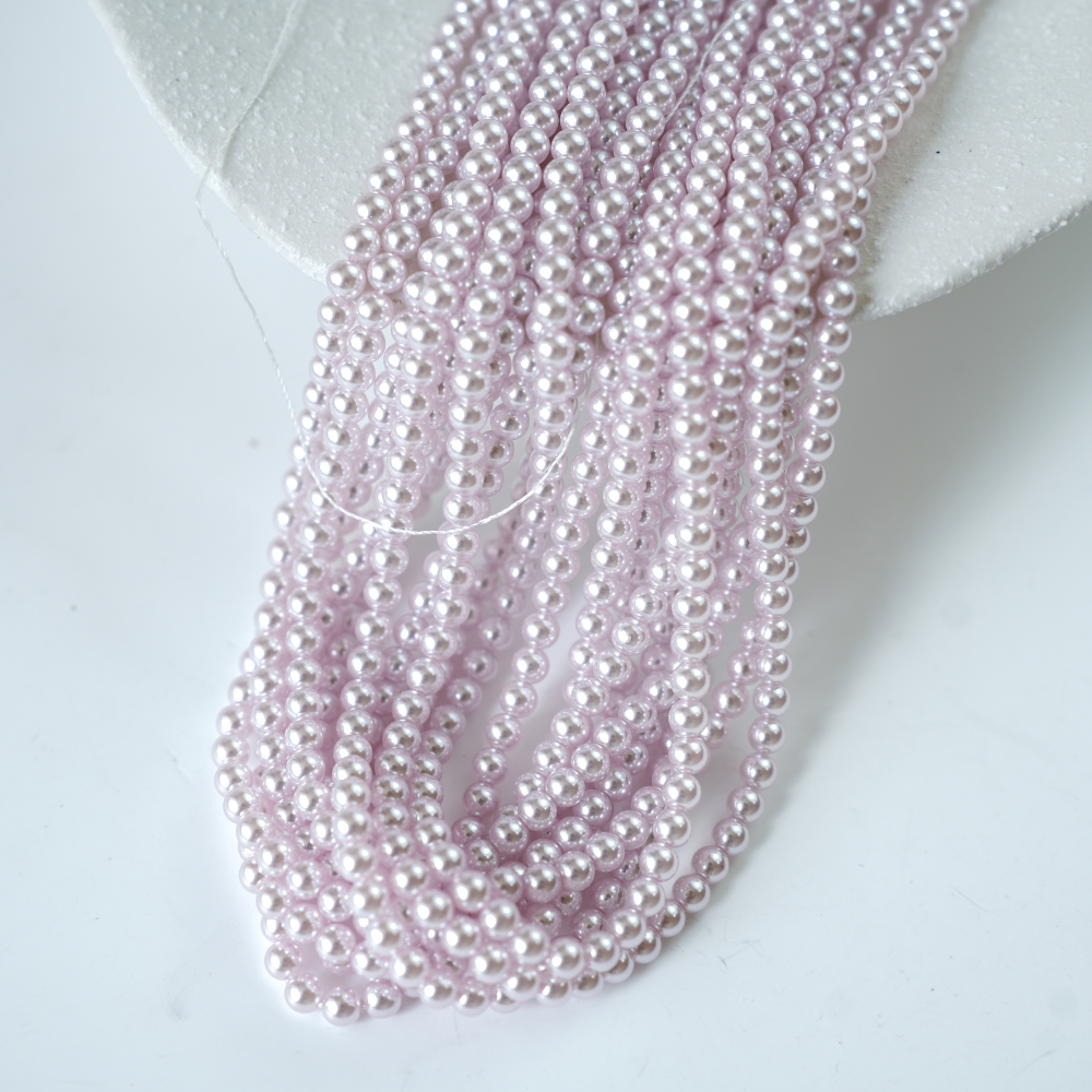 Crystal pearl,6mm rund/40cm, Hel Streng - Pink