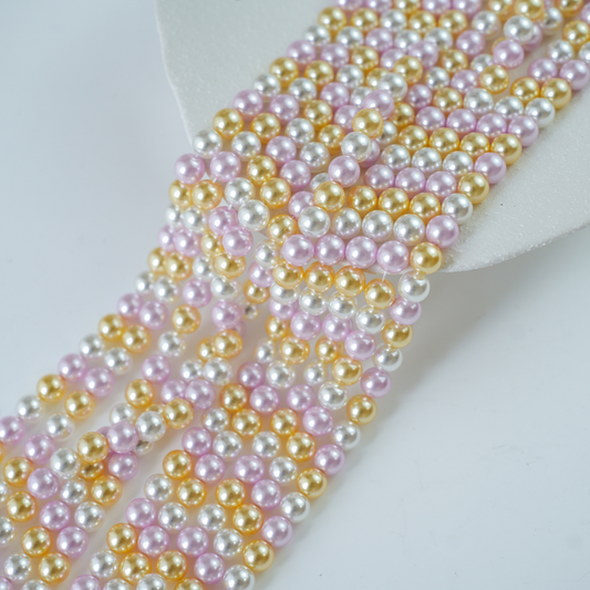 Crystal pearl,8mm rund/40cm, Hel Streng - MIX1