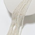 Crystal pearl,Bomuldstekstur/4.3mm rund/40cm, Hel Streng - Cream