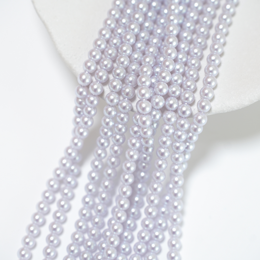 Crystal pearl,mat/6mm rund/40cm, Hel Streng - Lilla