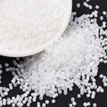 Seed beads, ca. 2x1,5 mm, hvid, ca. 5 gram