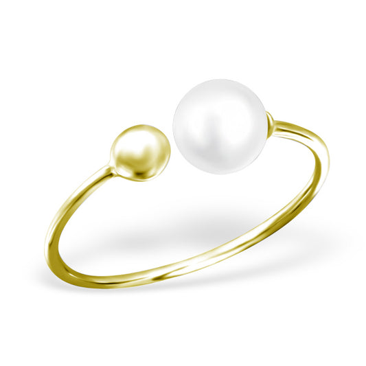 Double Pearl Ring Gold