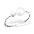 Double Pearl Ring Silver