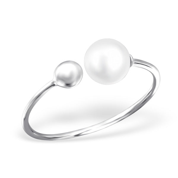 Double Pearl Ring Silver