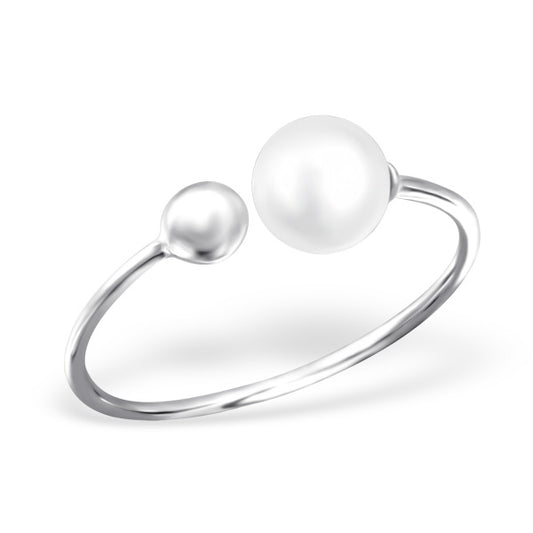 Double Pearl Ring Silver