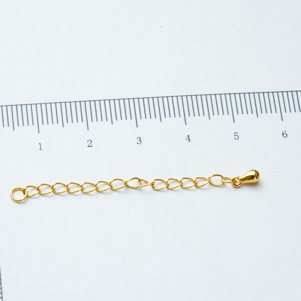Forlænget kæde med 5 mm tredimensionel vanddråbe,Sølvbelagt, 18kt guldbelagte,1 stk