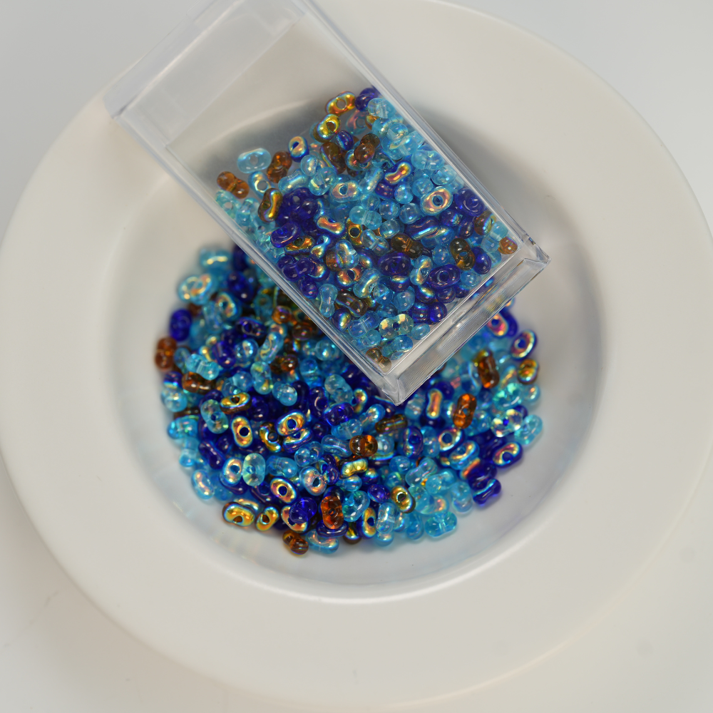 GB Jordnød Beads,Metallisk Glans  Blue，ca. 2*4mm, ca. 10G, 1 æske