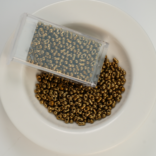 GB Jordnød Beads,Metallisk Glans Light Bronze，ca. 2*4mm, ca. 10G, 1 æske