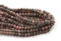 Rhodonite, mat, 6 mm, 1 streng