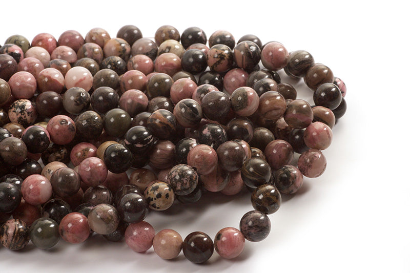 Rhodonite, 10 mm, 1 streng