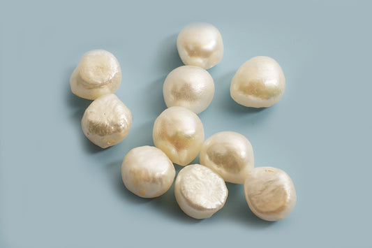 Ferskvandsperler, Keshi, hvid, ca. 9-12x7-8 mm, 10 stk.
