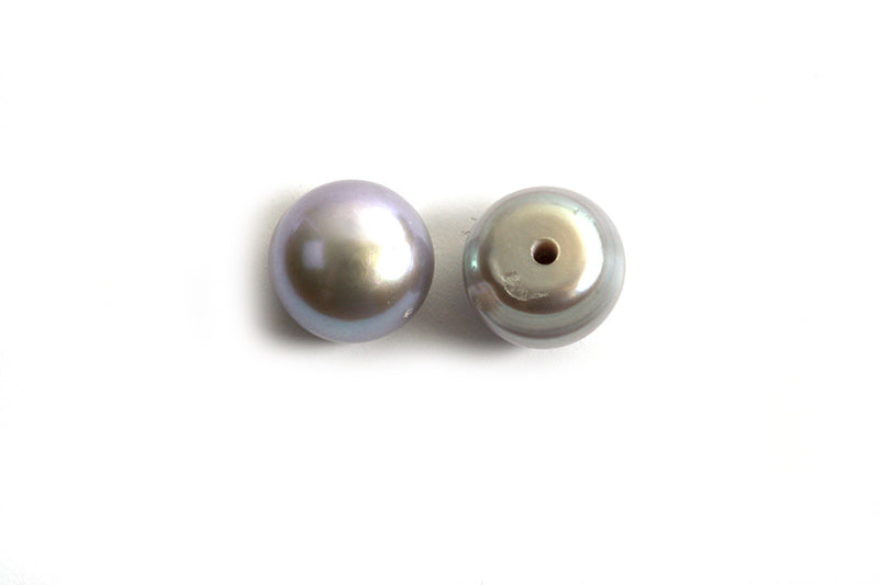 Ferskvandsperler, anboret, lysegrå, ca. 6,5x5,5 mm, 2 stk.