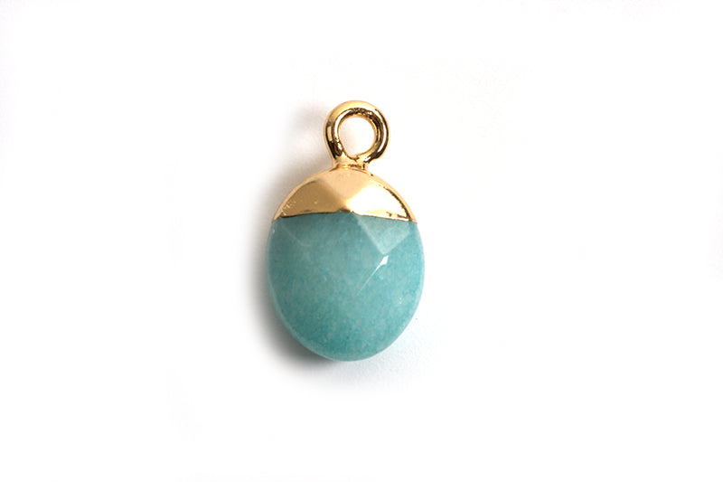Vedhæng, ca. 14x8x5 mm, turkisfarvet jade, forgyldt, 1 stk.