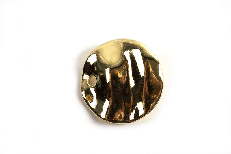 Mønt m/2 huller, 12x1 mm, forgyldt, 2 stk.