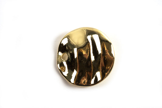 Mønt m/2 huller, 12x1 mm, forgyldt, 2 stk.