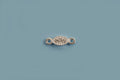 Vedhæng, link, oval med klare rhinsten, ca. 6x3,2 mm, 925s, 1 stk.