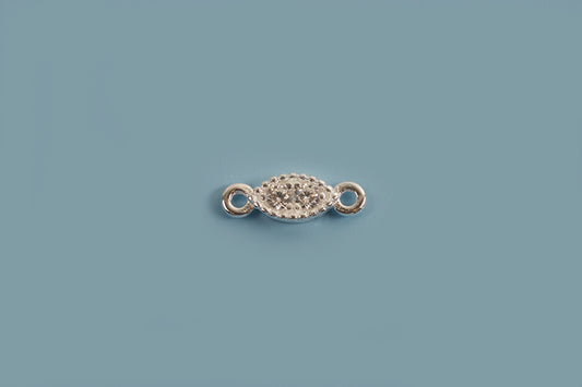 Vedhæng, link, oval med klare rhinsten, ca. 6x3,2 mm, 925s, 1 stk.