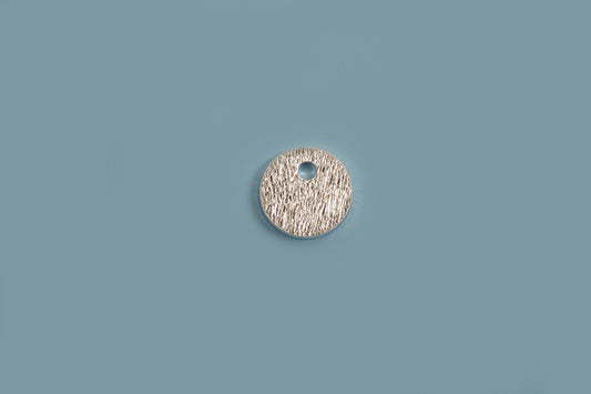 Mønt m/1 hul, børstet, 6 mm, 925s, 2 stk.