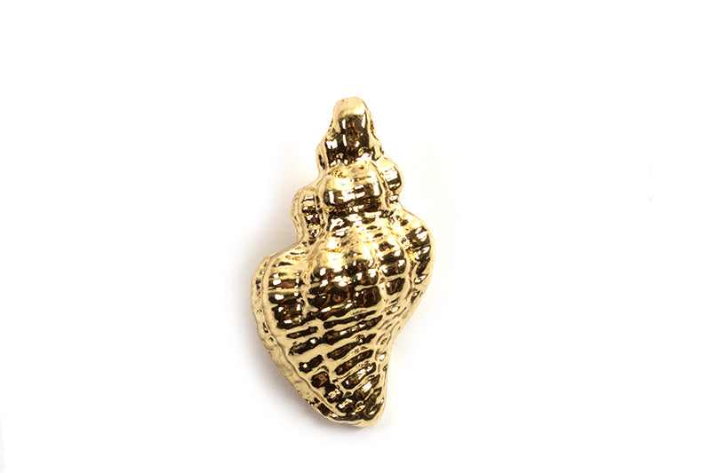 Konkylie, ca. 21x12x8 mm, forgyldt med 18K guld, 2 stk.