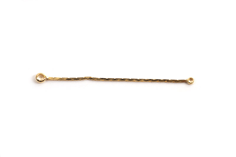 Kæde m/2 øskner, link, 43x0,7 mm, forgyldt med 18K guld, 2 stk.