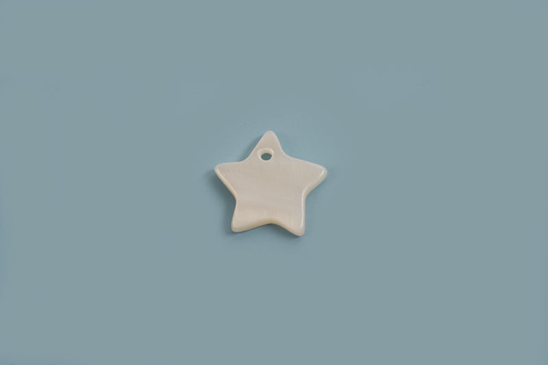 Shell pearls, stjerne, ca.10x2 mm, hvid, 6 stk.