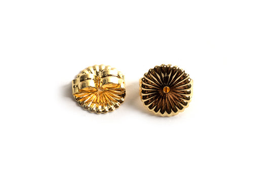Bagstopper til ørestikker, forgyldt med 18K guld, ca. 9,5x4,5 mm, 2 stk.
