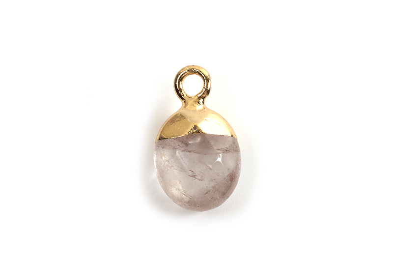 Vedhæng, ca. 14x8x5 mm, bjergkrystal/forgyldt, 1 stk.