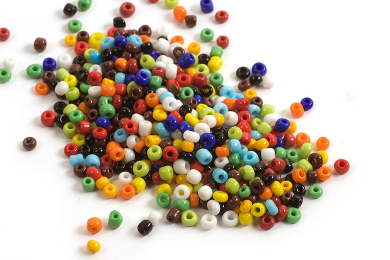 Seed beads, ca. 3 mm, multicolour, ca. 15 gram