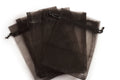 Smykkepose, organza, sort, ca. 150x110 mm, 5 stk.