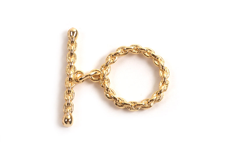 Ringlås, ankerkæde, 22x2,5 mm, FG med ægte guld, 1 stk.
