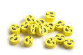 Smiley, fimo perler, ca. 9x4 mm, 15 stk.