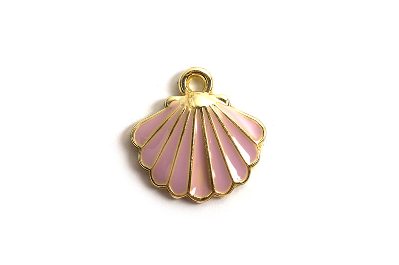 Muslingeskal m/emalje, ca. 13x2 mm, FG, lyserød, 2 stk.