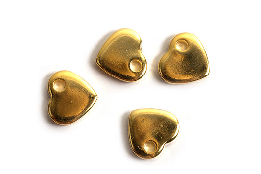 Hjerte, 5x6x1 mm, FG rustfrit stål, 6 stk.