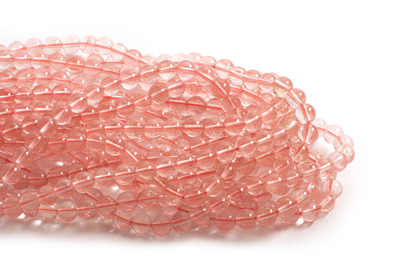 Cherry Quartz, lys, ca. 6 mm, 1 streng