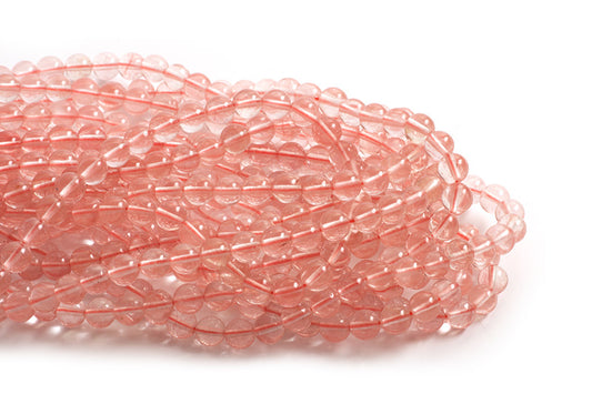 Cherry Quartz, lys, ca. 6 mm, 1 streng
