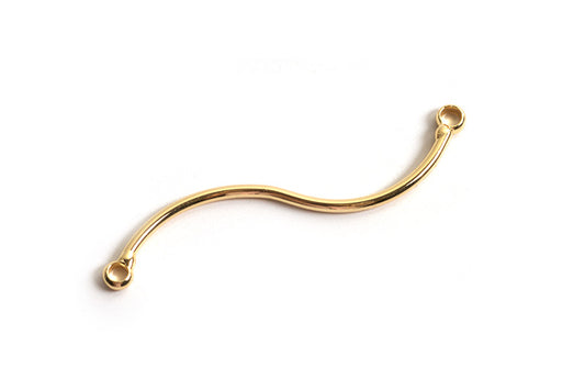 Link, bølge, ca. 50x5x1 mm, forgyldt med 18K guld, 2 stk.
