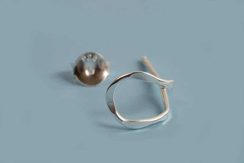 Ørestikker m/banket ring, 8x9 mm, 925s, 1 par