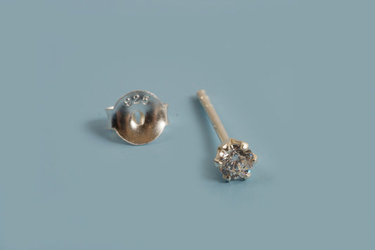 Ørestikker m/klar zirkonia, 3 mm, 925s, 1 par