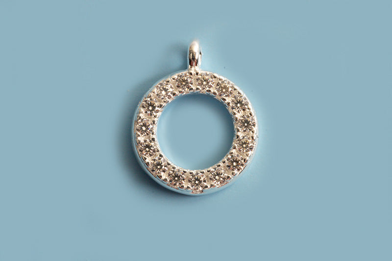 Vedhæng, ring m/zirkonia og øje, ca. 8x10 mm, 925s, 1 stk.
