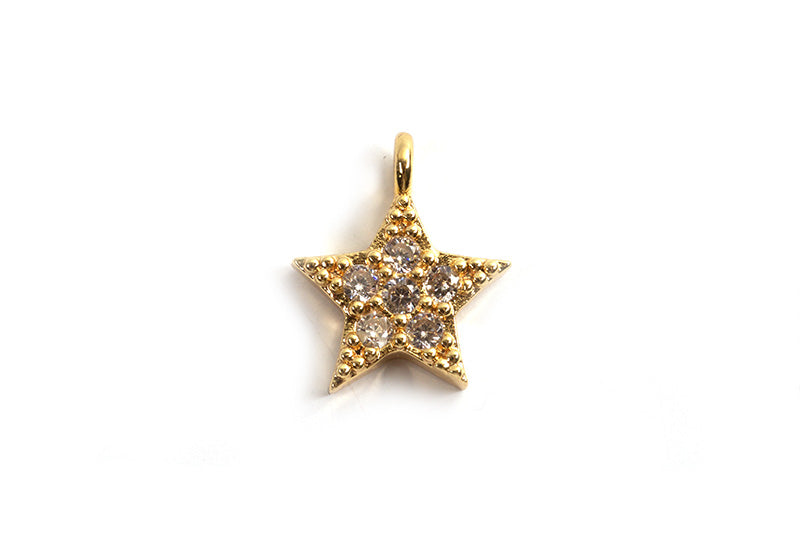 Vedhæng, stjerne m/zirkonia, ca. 9x7,5x2 mm, FG med 18 K guld, 1 stk.