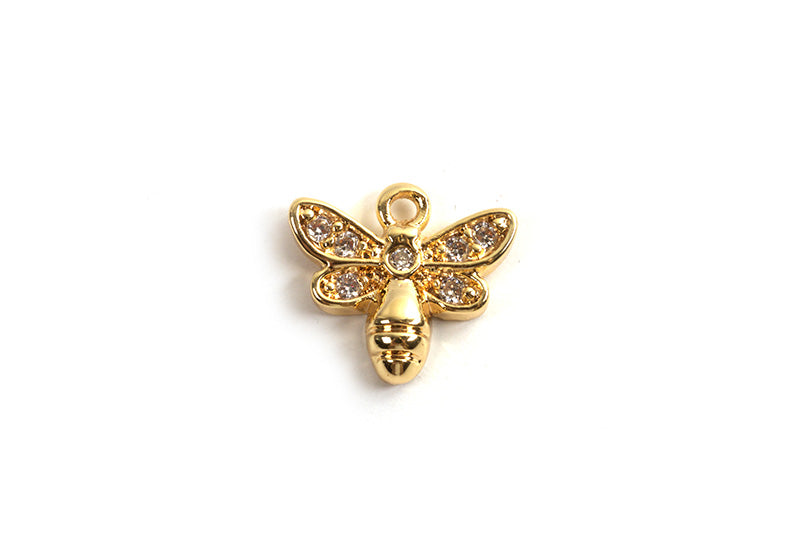 Vedhæng, bi m/zirkonia, ca. 8x9x2mm, FG med 18 K guld, 1 stk.