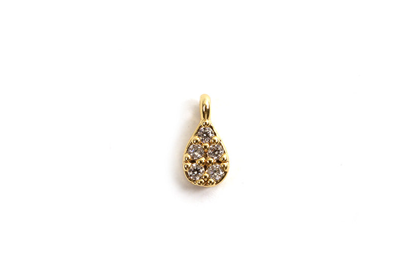 Vedhæng, dråbe m/zirkonia, ca. 5x2,5x1,8 mm, FG med 18 K guld, 4 stk.