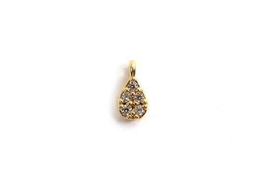 Vedhæng, dråbe m/zirkonia, ca. 5x2,5x1,8 mm, FG med 18 K guld, 4 stk.