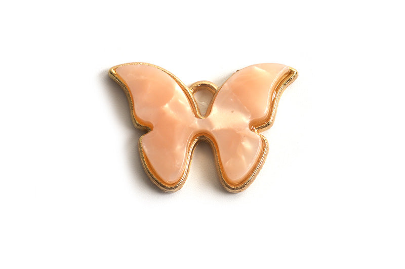 Sommerfugl m/emalje, rosa, ca. 15x33x3 mm, FG, 1 stk.