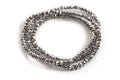 Glasperle, rondel, facet, sølv, 3x2 mm, 1 streng